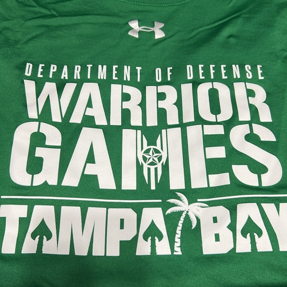 Under Armour Green and White Warrior Games Performance Tee - Picture 2 of 3